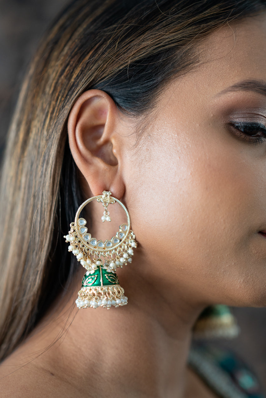 Green jhumki on sale