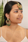 Green & Gold Earrings & Tikka Set