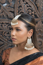 White & Gold Earrings & Tikka Set