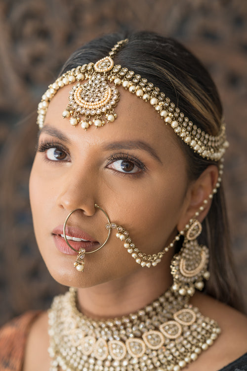 || SHRUTI || Indian Bridal Set in Gold with Polki Stones