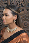 Champagne Neutral Mirror Necklace with Earrings & Tikka