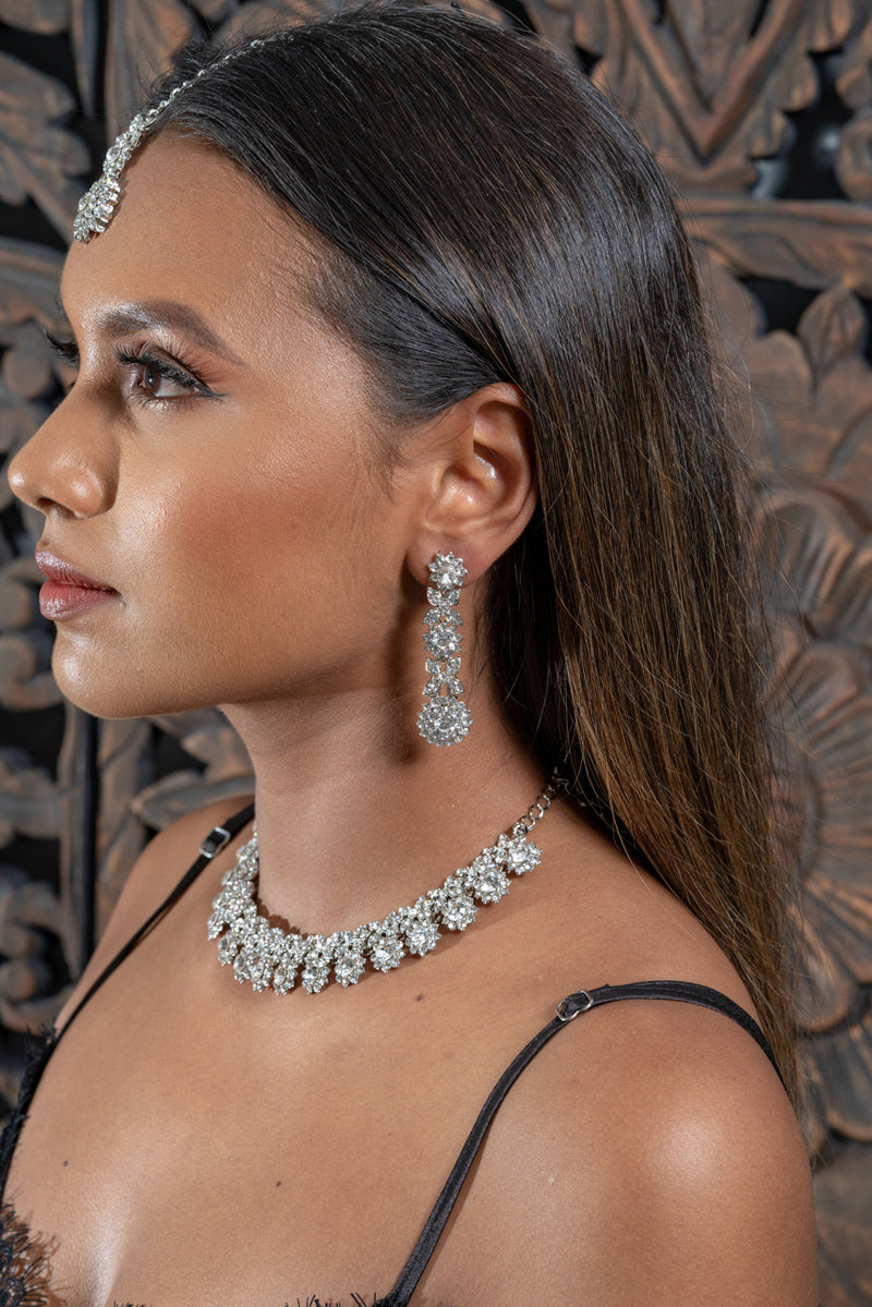|| ELITSA 2 || Silver Necklace with Earrings & Tikka