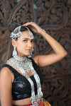 || FEMI || Full Silver Indian Bridal Set in White Pearls with Polki Stones
