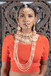 || NUR || Full Meenakari Indian Bridal Set in Peach with Kundan Stones