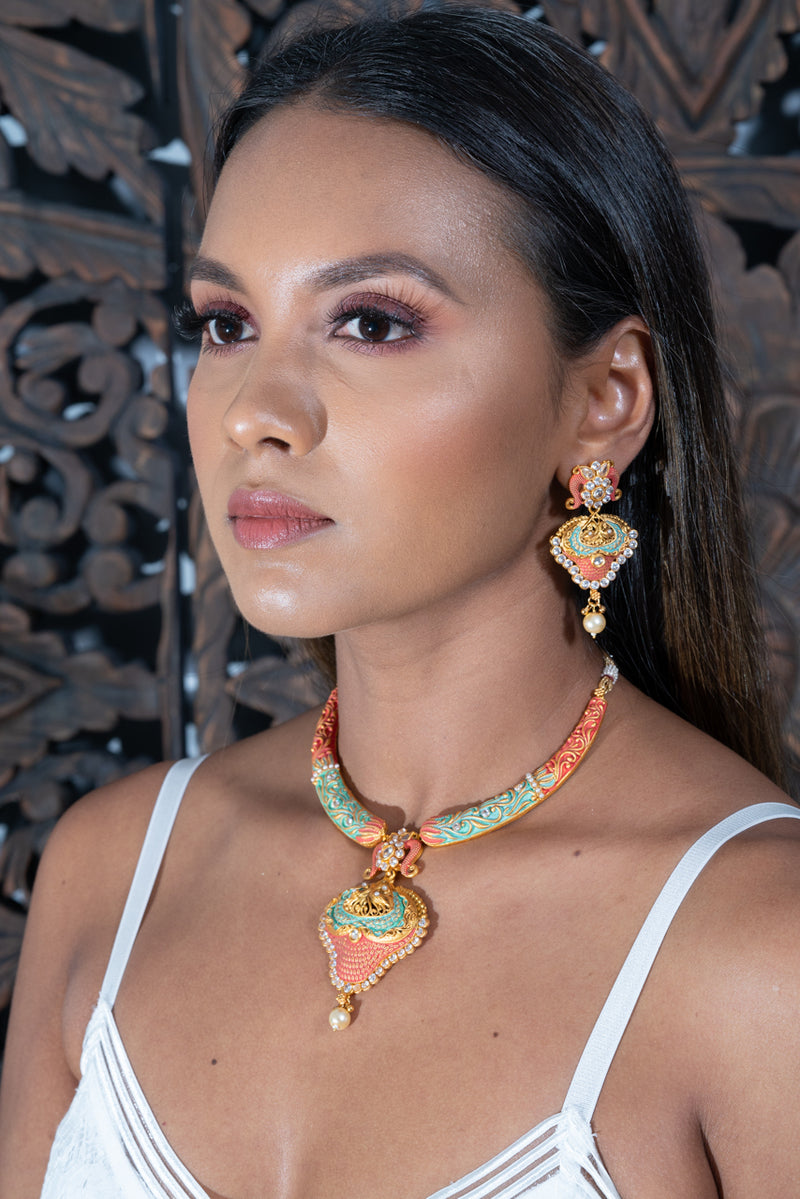 || SIONA ||  Asian Inspired Necklace and Earrings Set