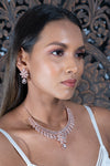 || LEEYA || American Diamond Choker with Earrings with Rose Gold