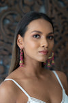 Large Hoop Jhumka Earrings with Pink Beads