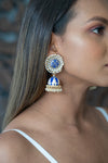 Round Royal Blue Meenakari Jhumka Earrings
