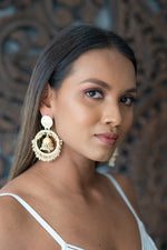 Gold Hoop Earrings with Yellow Small Jhumkas