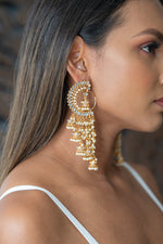 Gold Kundan Earrings with Pearls & Small Jhumkas