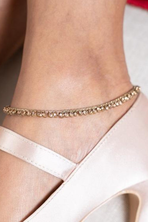 Fine Gold Anklets with Champagne Stone