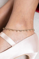 Simple Gold Anklets with Champagne Stones