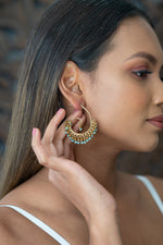 Pastel Blue & Gold Indian Hoops