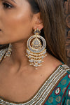Black & Gold Earrings & Tikka Set with Mini Pearls