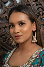 Brown Meenakari Hoop Jhumka Earrings