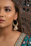 Brown Meenakari Hoop Jhumka Earrings