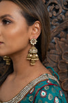 White Large Jhumka Earrings with Pearls