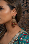 Red Pearl Large Jhumka Earrings