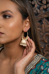 Creme Hoop Bali Earrings with Jhumkas