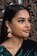 Dusty Pink Meenakari Jhumka Earrings Kundan