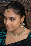 || KAJOL || Simple Pearl Necklace with Earrings & Tikka