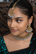 || AMIRE || Elegant Grey Necklace with Earrings & Tikka