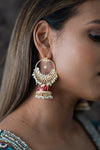Hoop Jhumka Earrings in Red