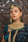 || ANISA || Indian Bridal Set in Green with Kundan Stones