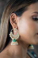 Hoop Jhumka Earrings in Green