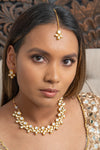|| YARA || Yellow Gold Kundan Necklace with Earrings Set