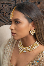 || SAWARIYA || Yellow Gold Kundan Choker with Earrings Set