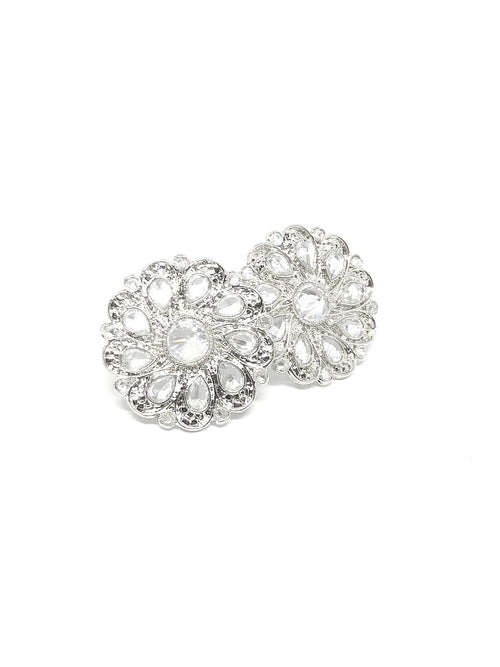 Silver Round Floral Shape Indian Studs