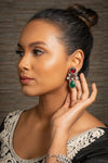 Victorian Indian Kundan Pink & Green Earrings
