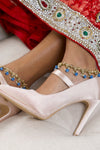 Gold Indian Anklets (Payal) with Blue Beads