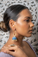 Blue Meenakari Hoop Jhumka Earrings