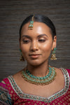 || RHEA || Blue Gold Meenakari Indian Necklace, Earrings & Tikka