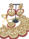 || JHANVI || Maroon Coin Style with Champagne Stone Necklace with Earrings & Tikka