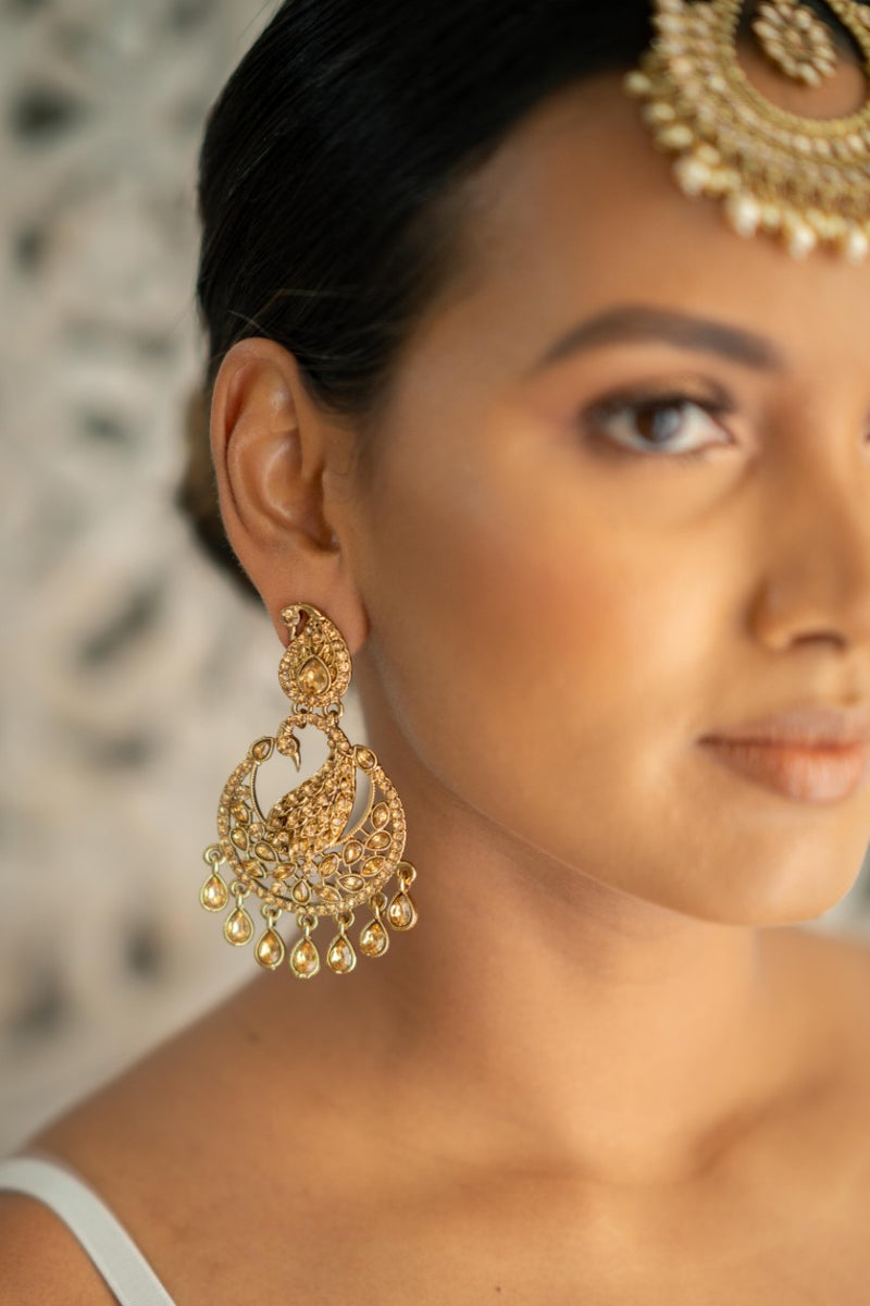Gold on Gold Peacock Earrings