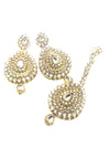 || SHAKTI || Yellow Gold Tikka with Earrings with White Stones