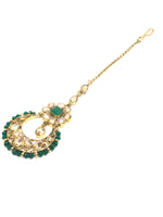 || HEMA || Green Choker Necklace with Earrings & Tikka