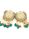 Green Mesh Gold & Pearl Indian Earrings
