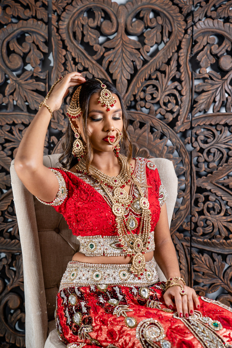 || MEERA || Indian Kundan Bridal Set in Maroon Red