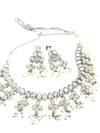 || SAANJH || Silver Necklace & Earrings Set with Oval Crystals and Pearls