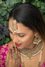 || KARISHMA || Necklace with Earrings & Tikka and Champagne Pearls
