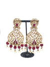|| KAVYA || Maroon Stone Choker Necklace with Earrings & Tikka with Champagne Pearls
