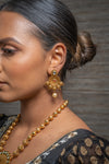 || PALLAVI || Indian Long Necklace Set in Matt Gold