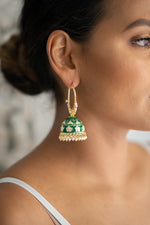 Green Meenakari Hoop Jhumka Earrings