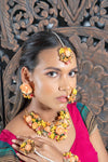 || LILJA || Orange Floral Jewellery with Earrings, Tikka & Hand Piece