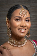|| AMOLI || Peach Indian Necklace, Earrings & Tikka