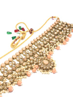 || ZARA || Peach Stone Choker Necklace with Earrings & Tikka with Pearls